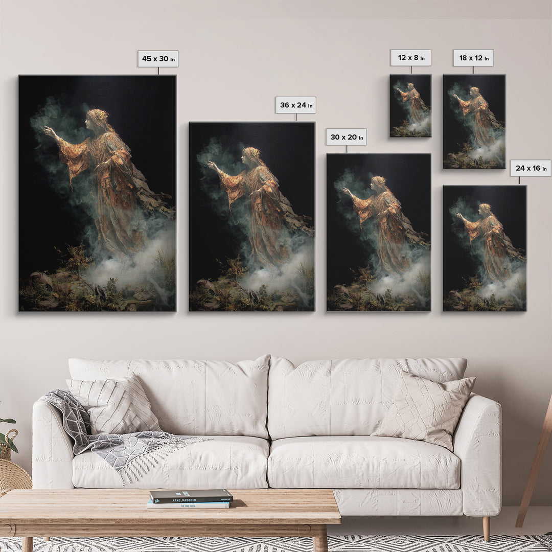 The Tattered Wraith, Ornate Symbolist Art, Vertical Wall Art, Gothic Horror Wall Art, Canvas Print, Halloween Wall Art