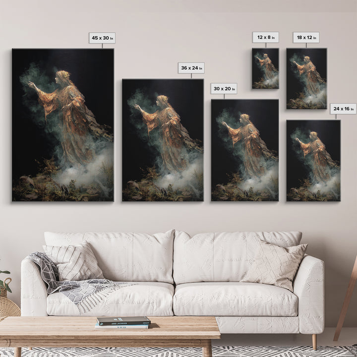 The Tattered Wraith, Ornate Symbolist Art, Vertical Wall Art, Gothic Horror Wall Art, Canvas Print, Halloween Wall Art