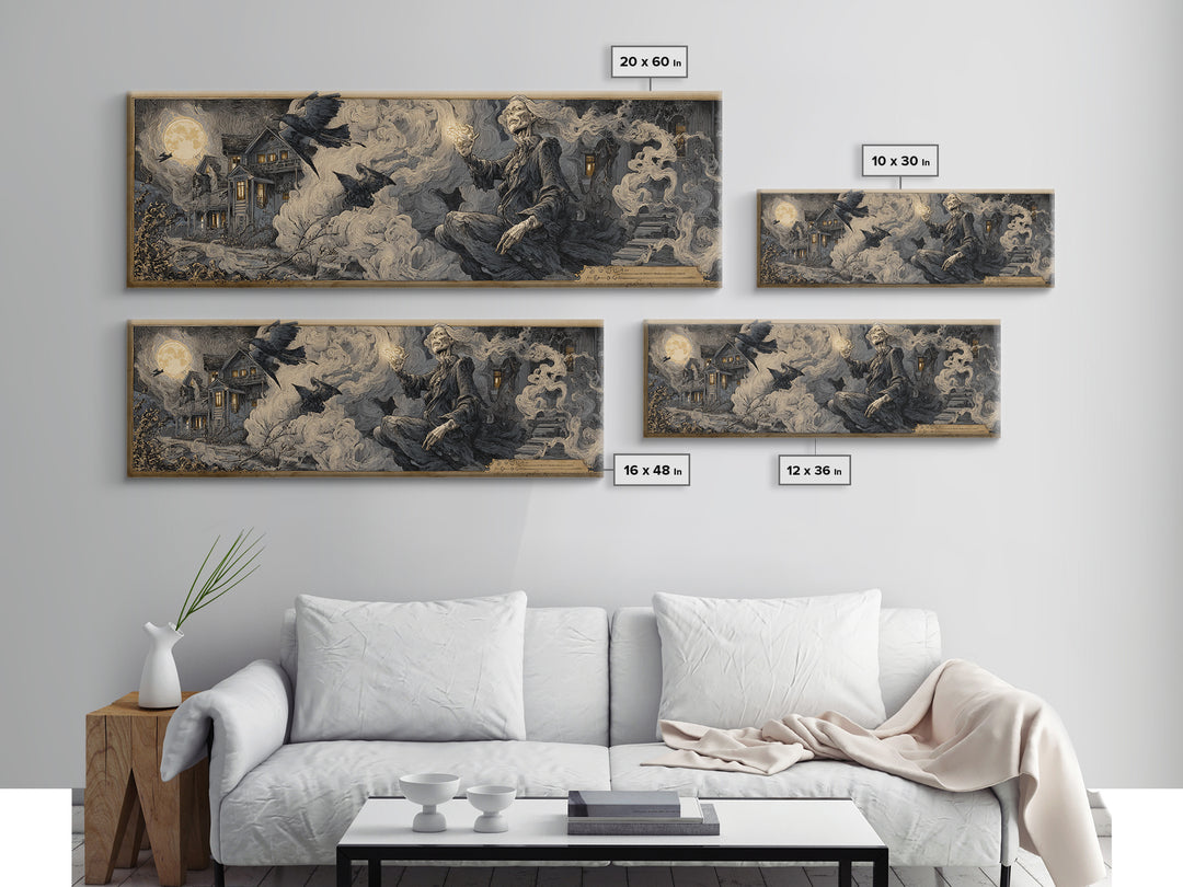 The Tattered Wraith, Victorian Macabre Art, Extra Wide Wall Art, Dark Fantasy Wall Art, Canvas Print, Halloween Wall Art