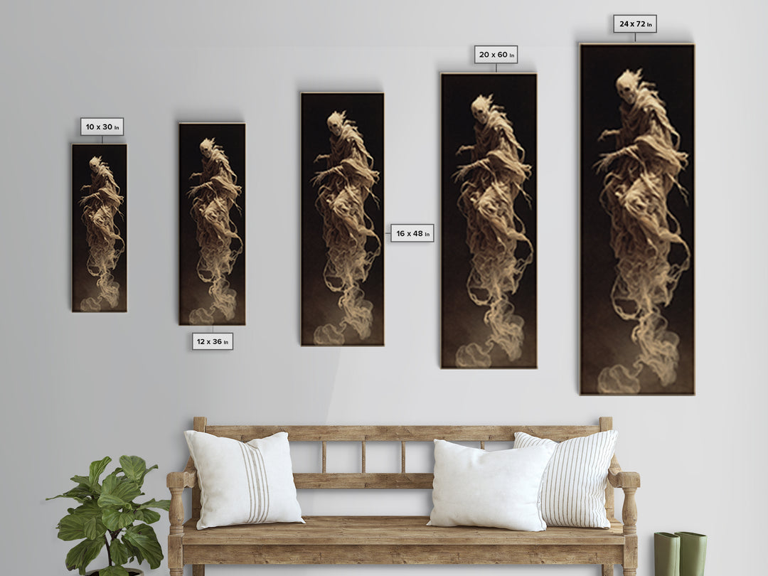The Tattered Wraith, Surreal Apocalyptic Art, Tall Narrow Wall Art, Gothic Horror Wall Art, Framed Canvas Print, Halloween Wall Art