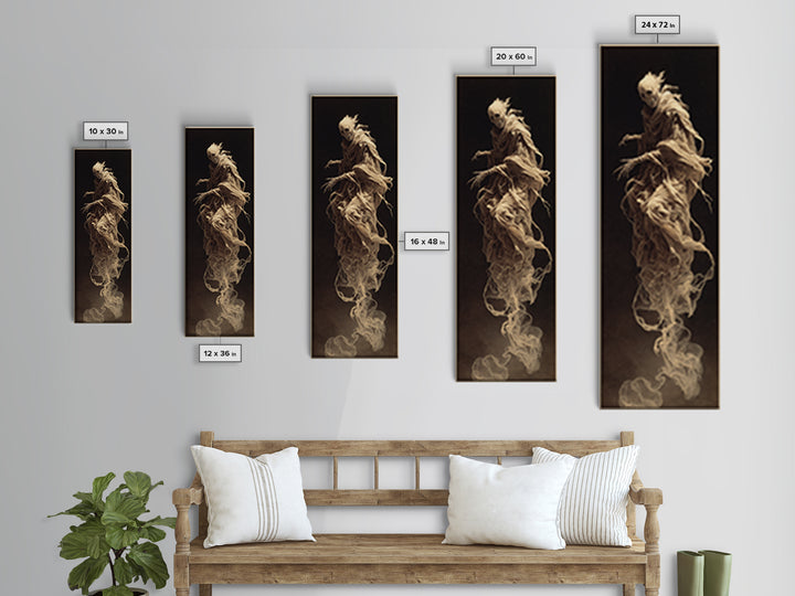 The Tattered Wraith, Surreal Apocalyptic Art, Tall Narrow Wall Art, Gothic Horror Wall Art, Framed Canvas Print, Halloween Wall Art