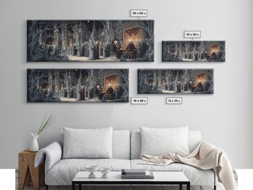 The Phantom Organist, Medieval Grotesque Art, Extra Wide Wall Art, Gothic Horror Wall Art, Canvas Print, Halloween Wall Art