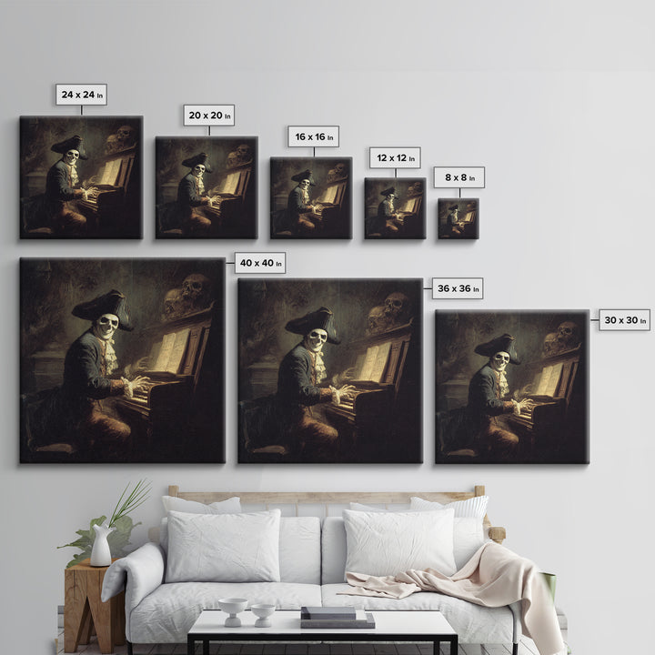The Phantom Organist, Baroque Witchcraft Art, Square Wall Art, Dark Halloween Decor, Canvas Print, Halloween Wall Art, Spooky Wall Decor