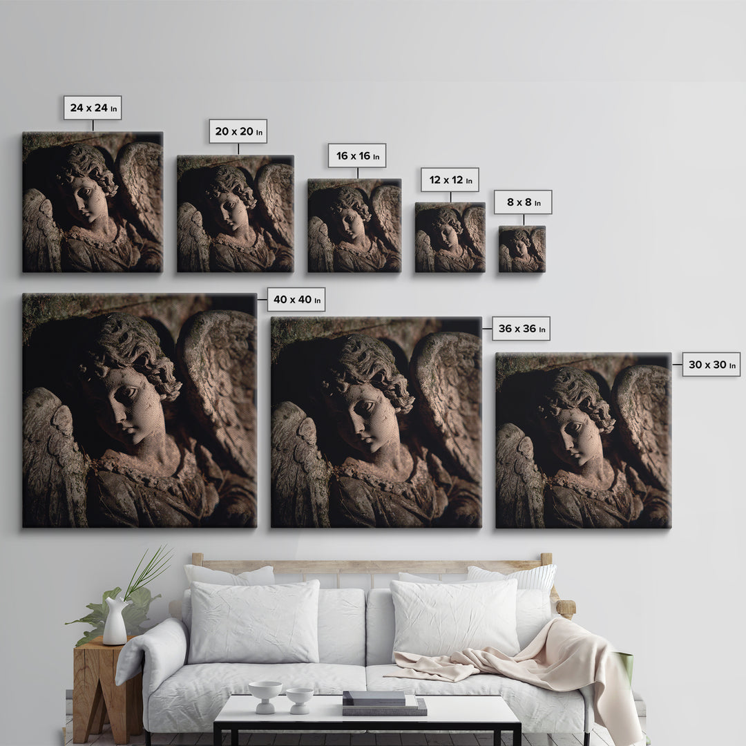 The Weeping Cemetery Angel, Danse Macabre Art, Square Wall Art, Macabre Wall Art, Canvas Print, Halloween Wall Art