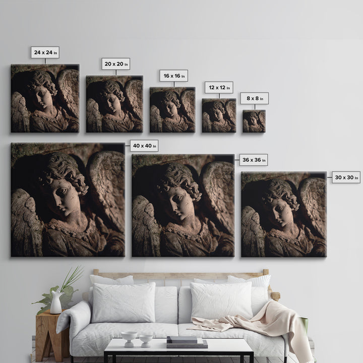 The Weeping Cemetery Angel, Danse Macabre Art, Square Wall Art, Macabre Wall Art, Canvas Print, Halloween Wall Art