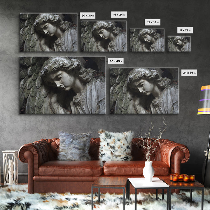 The Weeping Cemetery Angel, Gothic Nightmare Art, Landscape Wall Art, Dark Halloween Decor, Canvas Print, Halloween Wall Art