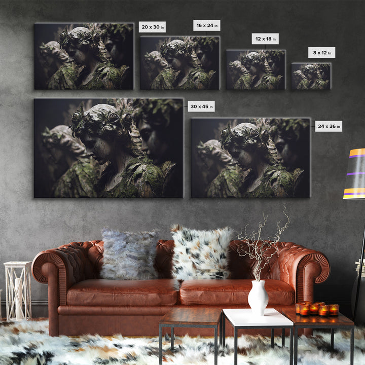 The Weeping Cemetery Angel, Dark Symbolist Art, Landscape Wall Art, Macabre Wall Art, Framed Canvas Print, Halloween Wall Art