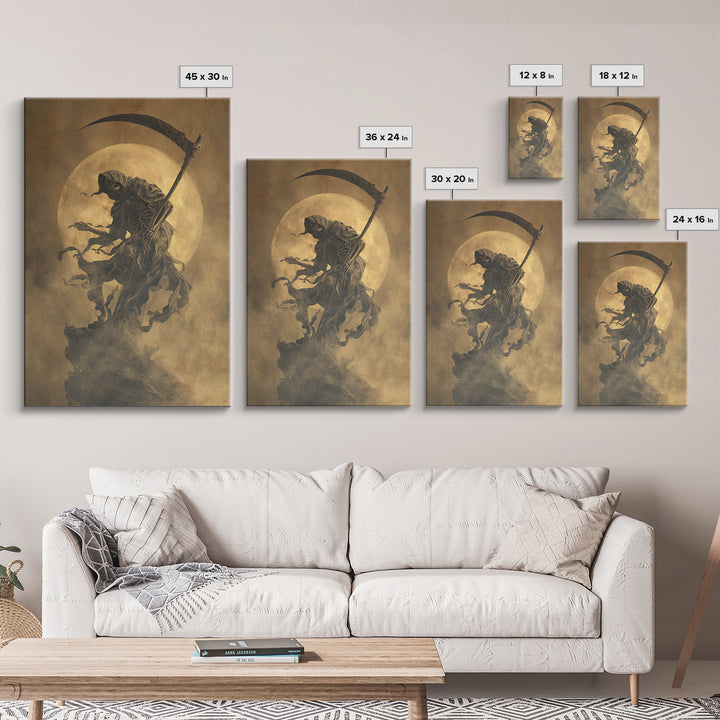The Fog-Bound Reaper, Dark Romantic Horror Art, Vertical Wall Art, Macabre Wall Art, Canvas Print, Halloween Wall Art, Halloween Decor