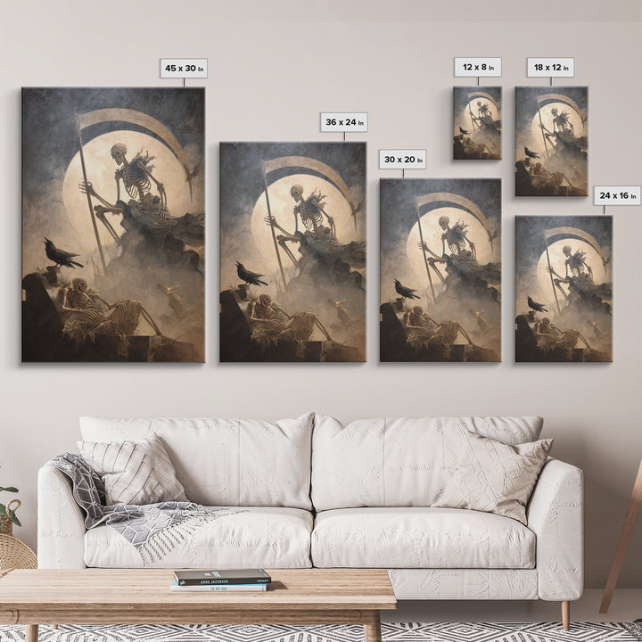 The Fog-Bound Reaper, Gothic Nightmare Art, Vertical Wall Art, Macabre Wall Art, Canvas Print, Halloween Wall Art, Statement Wall Art