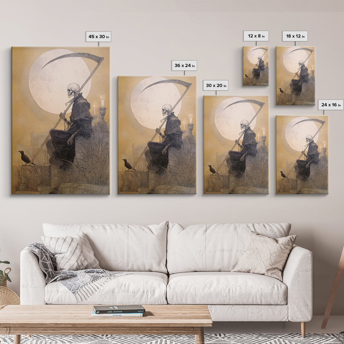 The Fog-Bound Reaper, Decadent Gothic Art, Vertical Wall Art, Dark Fantasy Wall Art, Canvas Print, Halloween Wall Art