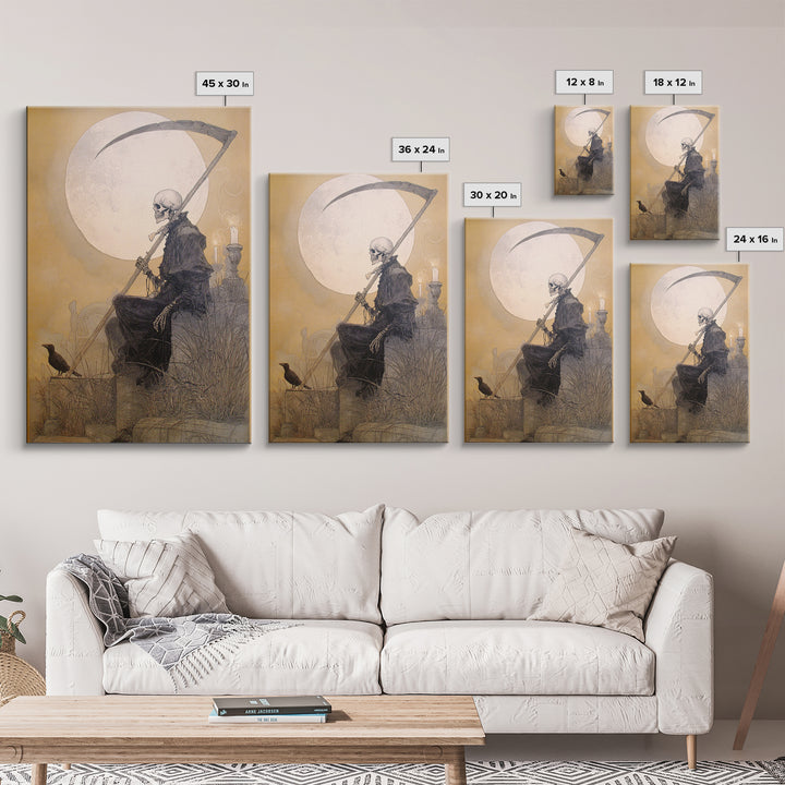 The Fog-Bound Reaper, Decadent Gothic Art, Vertical Wall Art, Dark Fantasy Wall Art, Canvas Print, Halloween Wall Art