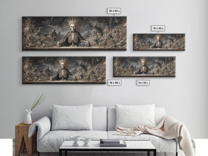 The Bone Queen, Medieval Grotesque Art, Extra Wide Wall Art, Dark Fantasy Wall Art, Framed Canvas Print, Halloween Wall Art