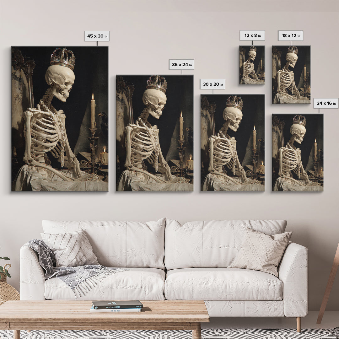 The Bone Queen, Dark Renaissance Art, Vertical Wall Art, Macabre Wall Art, Canvas Print, Halloween Wall Art