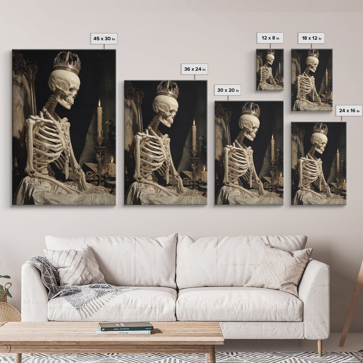 The Bone Queen, Dark Renaissance Art, Vertical Wall Art, Macabre Wall Art, Canvas Print, Halloween Wall Art
