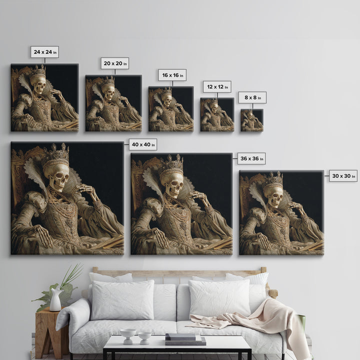 The Bone Queen, Danse Macabre Art, Square Wall Art, Dark Fantasy Wall Art, Canvas Print, Halloween Wall Art