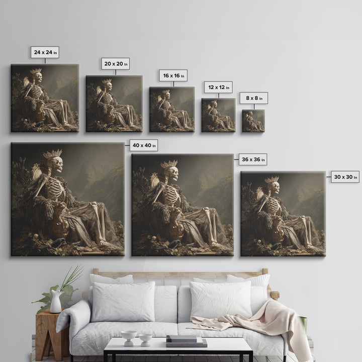 The Bone Queen, Baroque Witchcraft Art, Square Wall Art, Macabre Wall Art, Framed Canvas Print, Halloween Wall Art, Halloween Decor