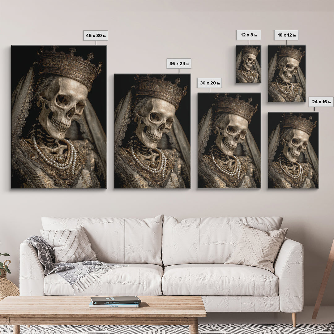 The Bone Queen, Dark Romantic Horror Art, Vertical Wall Art, Dark Fantasy Wall Art, Framed Canvas Print, Halloween Wall Art