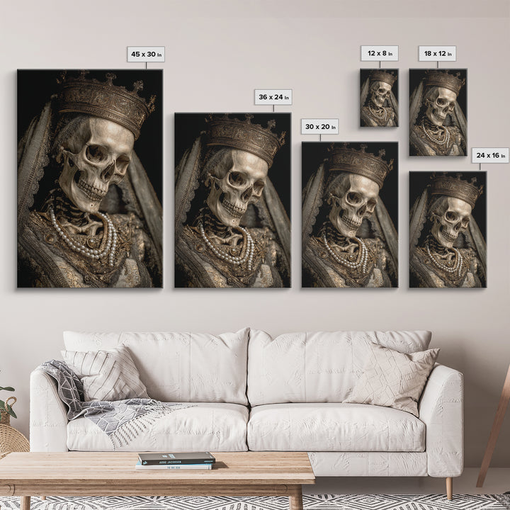 The Bone Queen, Dark Romantic Horror Art, Vertical Wall Art, Dark Fantasy Wall Art, Framed Canvas Print, Halloween Wall Art