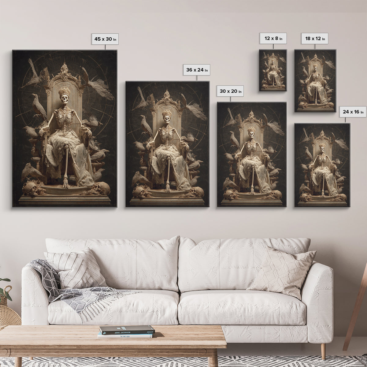 The Bone Queen, Gothic Nightmare Art, Vertical Wall Art, Dark Halloween Decor, Framed Canvas Print, Halloween Wall Art