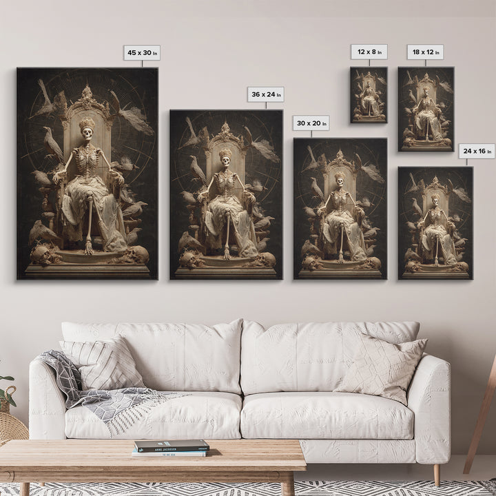 The Bone Queen, Gothic Nightmare Art, Vertical Wall Art, Dark Halloween Decor, Framed Canvas Print, Halloween Wall Art