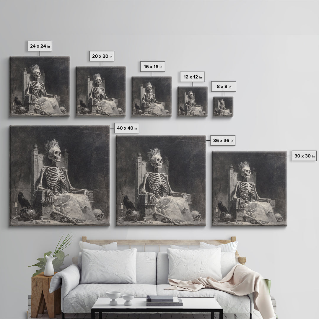 The Bone Queen, Symbolist Dream Art, Square Wall Art, Macabre Wall Art, Canvas Print, Halloween Wall Art, Horror Wall Art