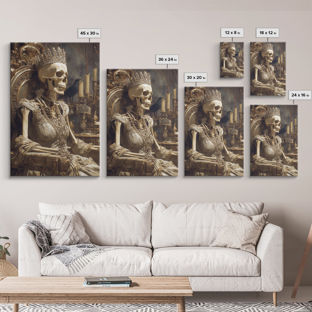 The Bone Queen, Ornate Symbolist Art, Vertical Wall Art, Dark Fantasy Wall Art, Canvas Print, Halloween Wall Art, Horror Wall Art