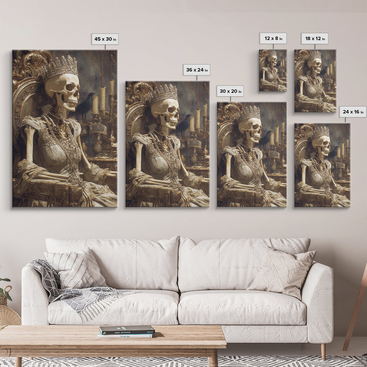 The Bone Queen, Ornate Symbolist Art, Vertical Wall Art, Dark Fantasy Wall Art, Canvas Print, Halloween Wall Art, Horror Wall Art