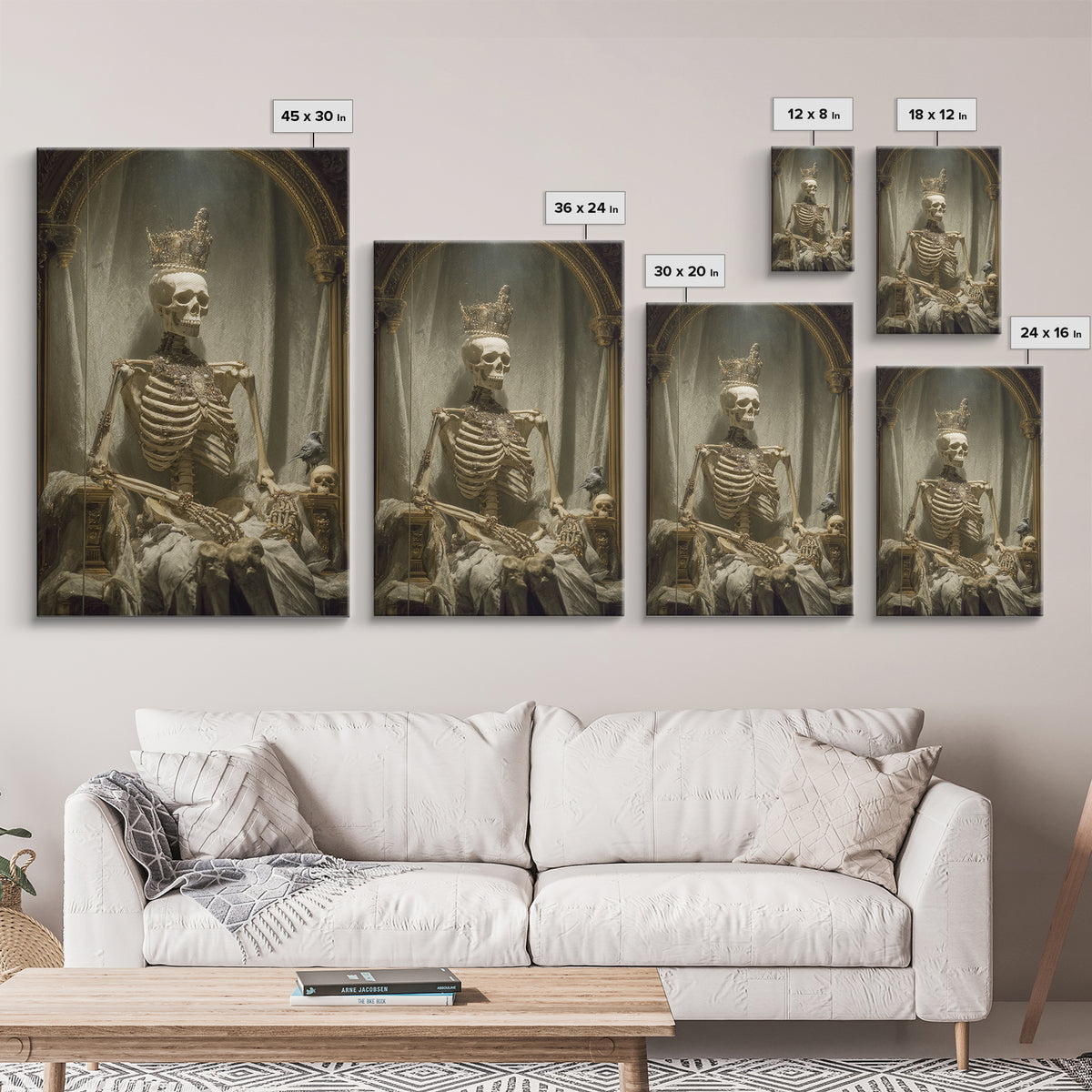 The Bone Queen, Decadent Gothic Art, Vertical Wall Art, Gothic Horror Wall Art, Canvas Print, Halloween Wall Art, Dark Fantasy Art