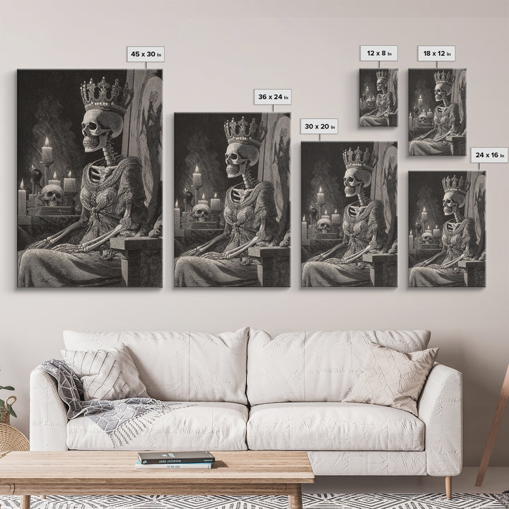 The Bone Queen, Victorian Macabre Art, Vertical Wall Art, Macabre Wall Art, Framed Canvas Print, Halloween Wall Art