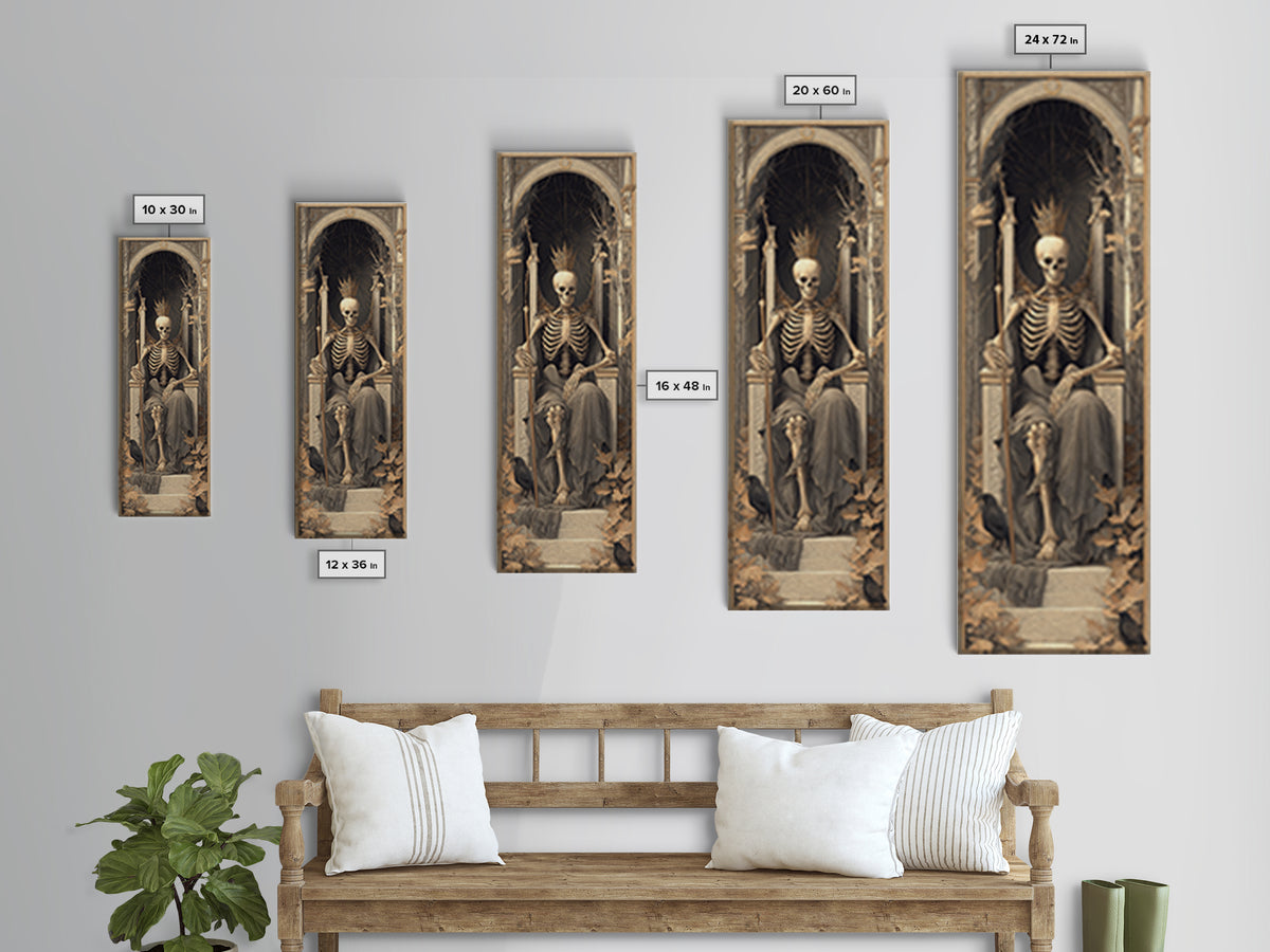 The Bone Queen, Surreal Apocalyptic Art, Tall Narrow Wall Art, Macabre Wall Art, Canvas Print, Halloween Wall Art, Halloween Decor