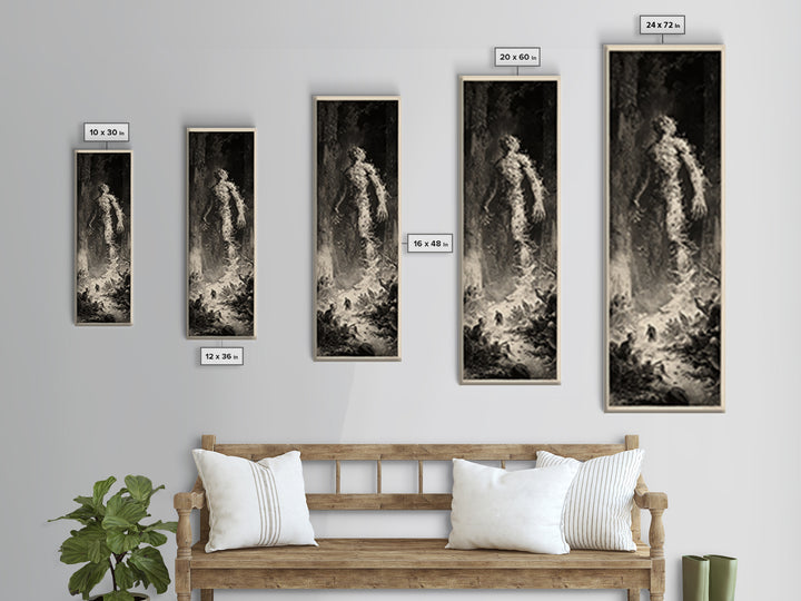 The Candlewax Man, Gothic Engraving Art, Tall Narrow Wall Art, Gothic Horror Wall Art, Framed Canvas Print, Halloween Wall Art
