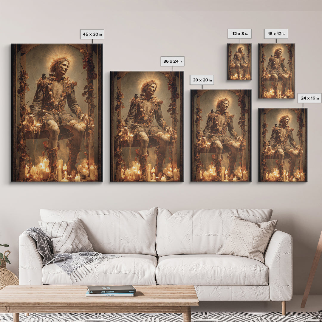 The Candlewax Man, Dark Renaissance Art, Vertical Wall Art, Dark Fantasy Wall Art, Canvas Print, Halloween Wall Art