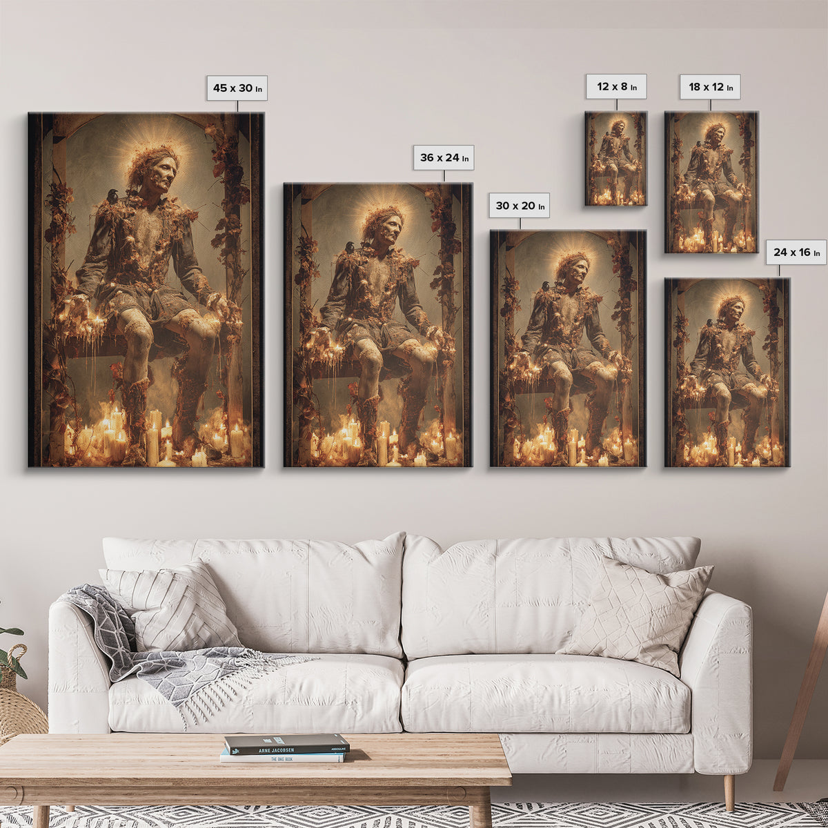 The Candlewax Man, Dark Renaissance Art, Vertical Wall Art, Dark Fantasy Wall Art, Canvas Print, Halloween Wall Art