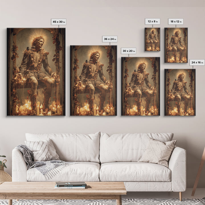 The Candlewax Man, Dark Renaissance Art, Vertical Wall Art, Dark Fantasy Wall Art, Canvas Print, Halloween Wall Art