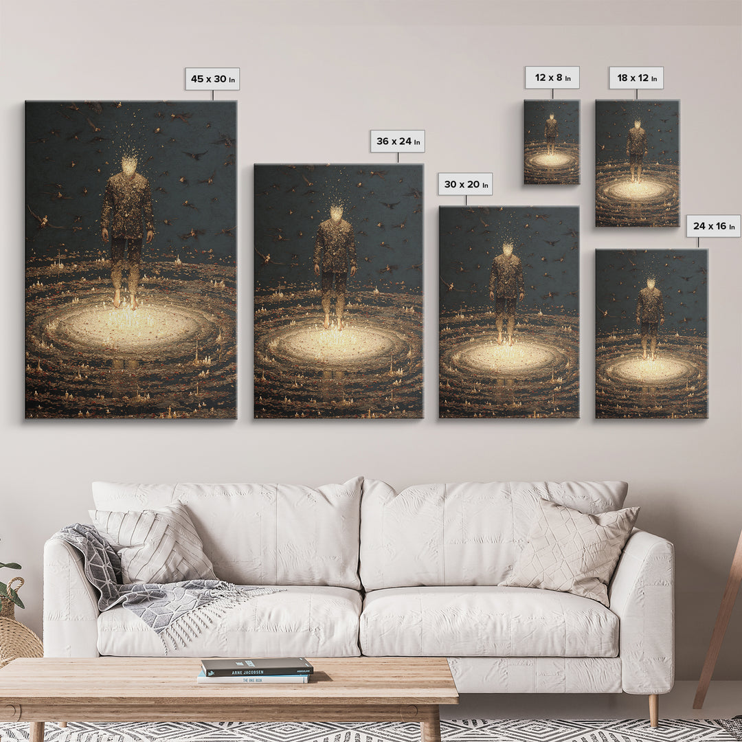 The Candlewax Man, Dark Romantic Horror Art, Vertical Wall Art, Macabre Wall Art, Framed Canvas Print, Halloween Wall Art