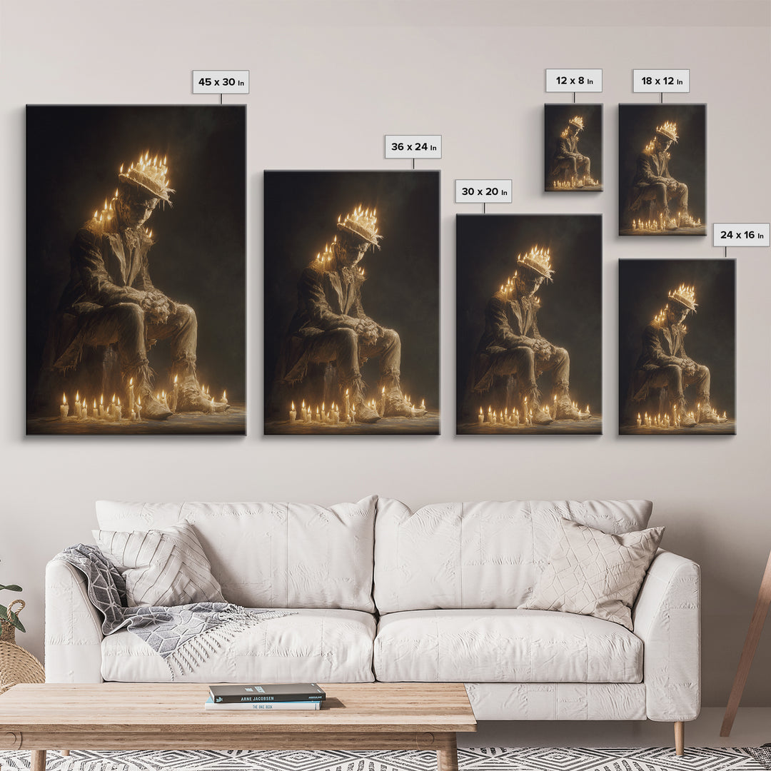 The Candlewax Man, Gothic Nightmare Art, Vertical Wall Art, Dark Halloween Decor, Framed Canvas Print, Halloween Wall Art