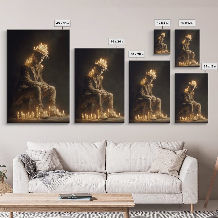 The Candlewax Man, Gothic Nightmare Art, Vertical Wall Art, Dark Halloween Decor, Framed Canvas Print, Halloween Wall Art