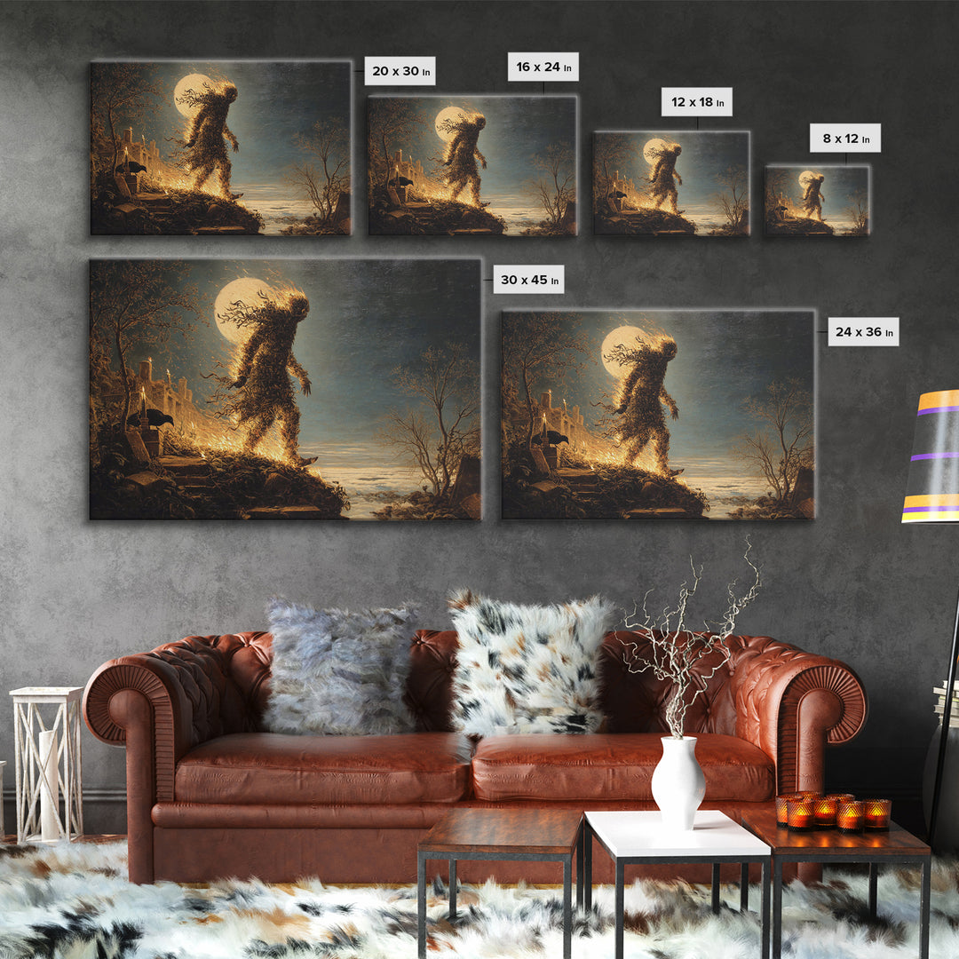 The Candlewax Man, Romantic Gothic Landscape, Landscape Wall Art, Macabre Wall Art, Framed Canvas Print, Halloween Wall Art
