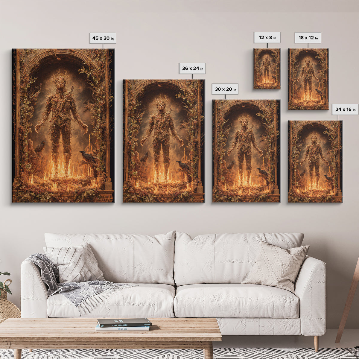 The Candlewax Man, Ornate Symbolist Art, Vertical Wall Art, Dark Halloween Decor, Framed Canvas Print, Halloween Wall Art