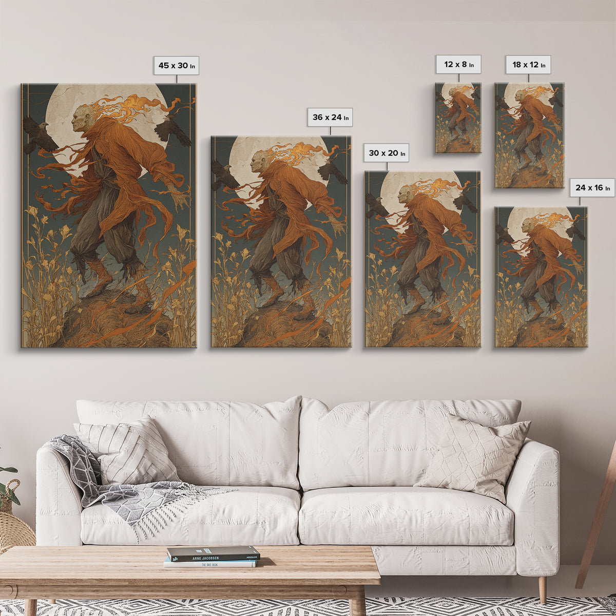 The Candlewax Man, Symbolist Death Art, Vertical Wall Art, Macabre Wall Art, Framed Canvas Print, Halloween Wall Art