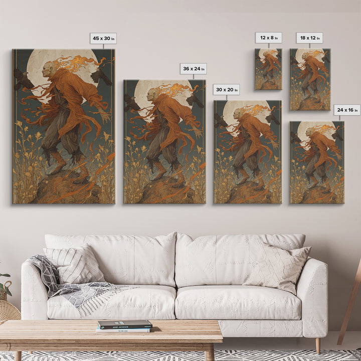 The Candlewax Man, Symbolist Death Art, Vertical Wall Art, Macabre Wall Art, Framed Canvas Print, Halloween Wall Art
