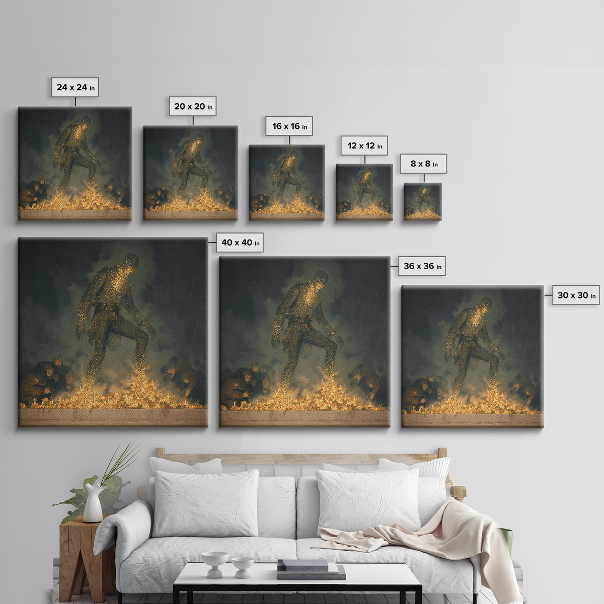 The Candlewax Man, Dark Symbolist Art, Square Wall Art, Macabre Wall Art, Canvas Print, Halloween Wall Art, Halloween Decor