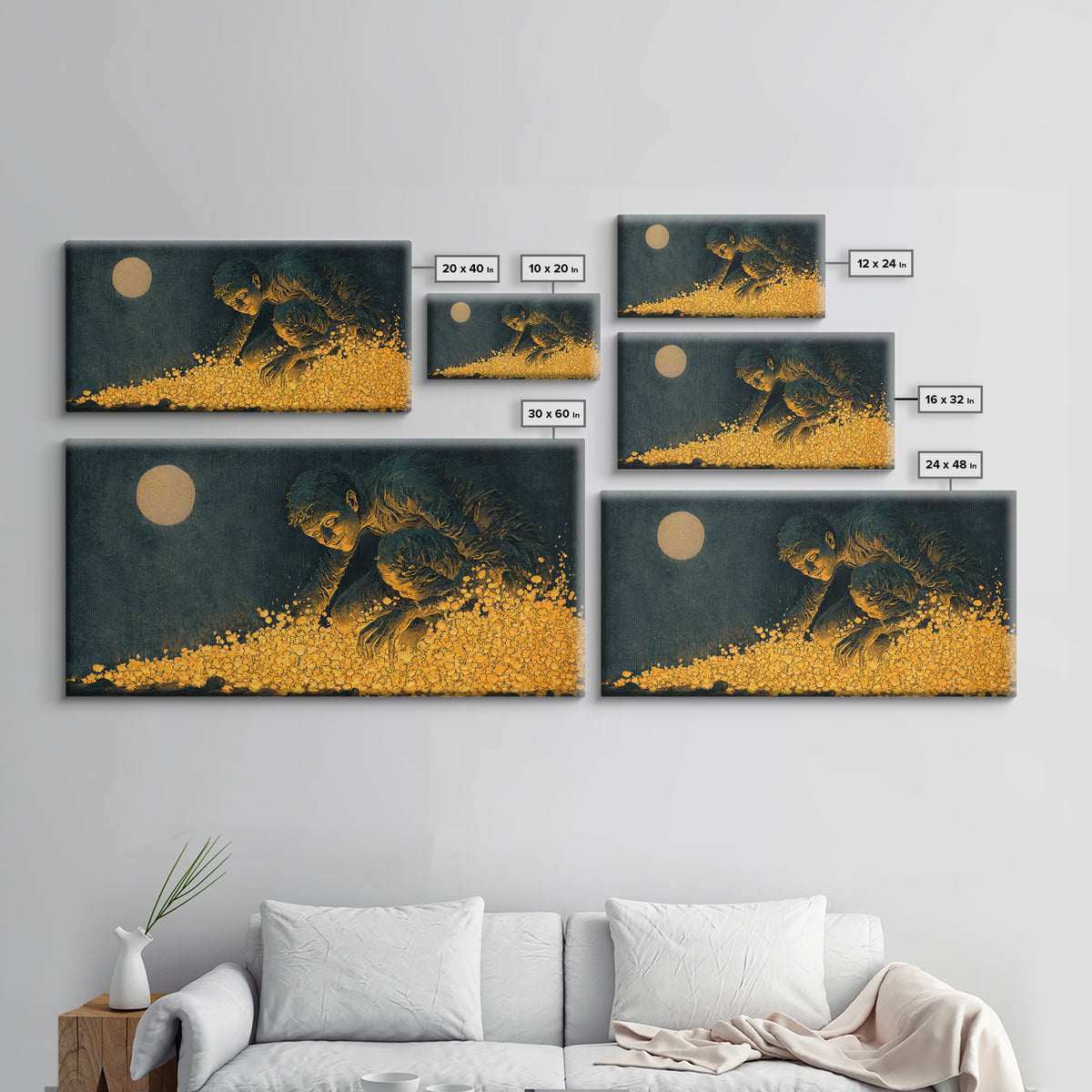 The Candlewax Man, Expressionist Nightmare Art, Wide Panoramic Art, Dark Halloween Decor, Canvas Print, Halloween Wall Art