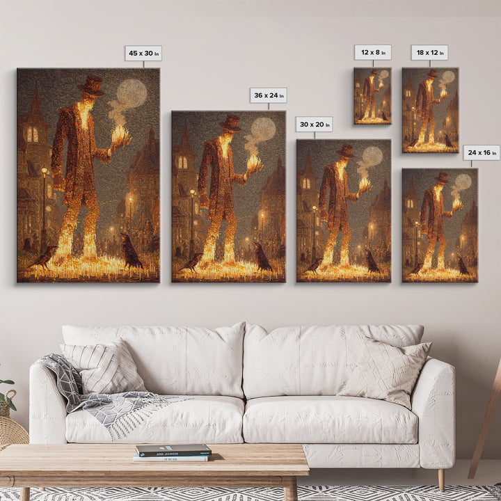 The Candlewax Man, Expressionist Gothic Art, Vertical Wall Art, Dark Halloween Decor, Framed Canvas Print, Halloween Wall Art
