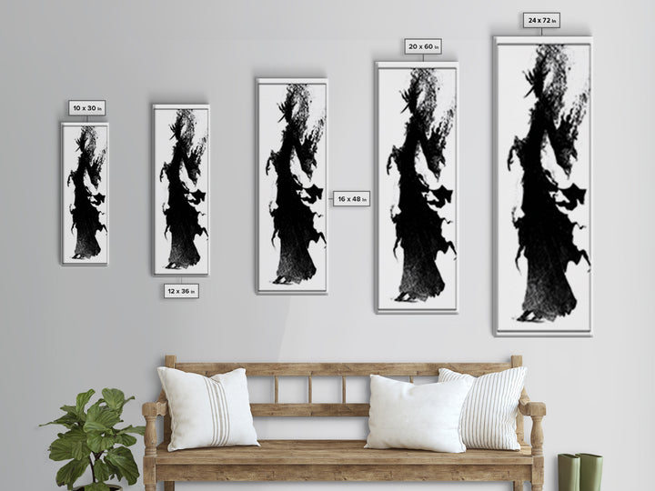 The Candlewax Man, Decadent Line Art, Vertical Wall Art, Dark Fantasy Wall Art, Framed Canvas Print, Halloween Wall Art