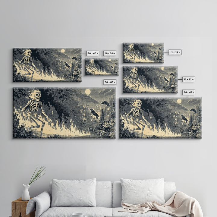 The Candlewax Man, Macabre Folk Print Art, Wide Panoramic Art, Dark Fantasy Wall Art, Canvas Print, Halloween Wall Art