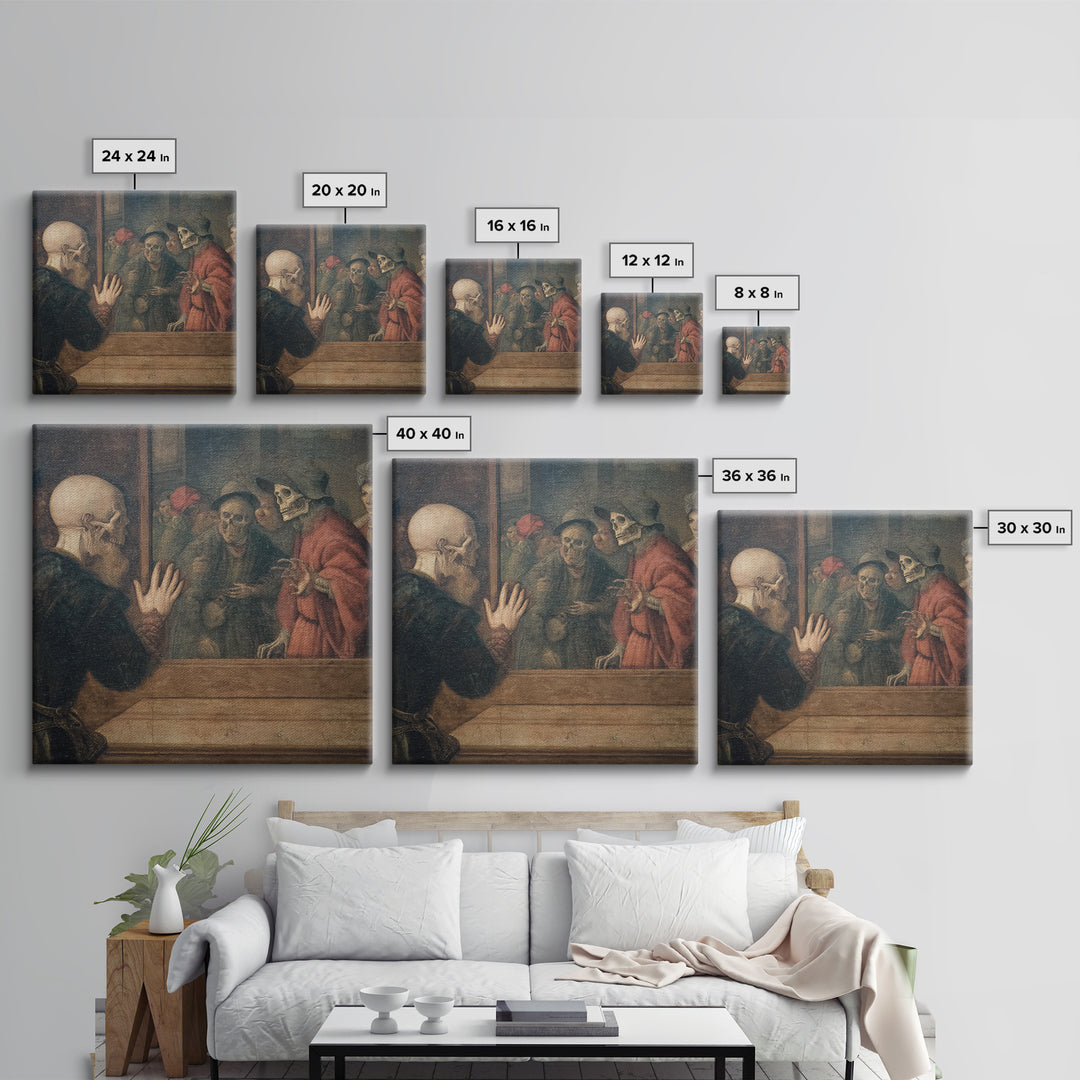 The Mirror Spirit, Danse Macabre Art, Square Wall Art, Dark Halloween Decor, Framed Canvas Print, Halloween Wall Art