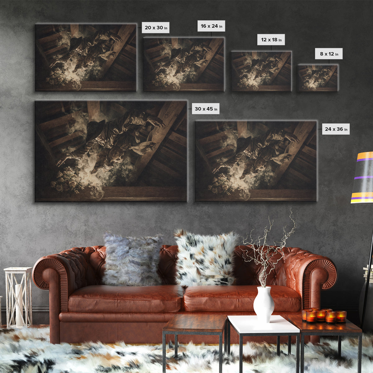 The Attic Whisperer, Dark Renaissance Art, Landscape Wall Art, Macabre Wall Art, Canvas Print, Halloween Wall Art