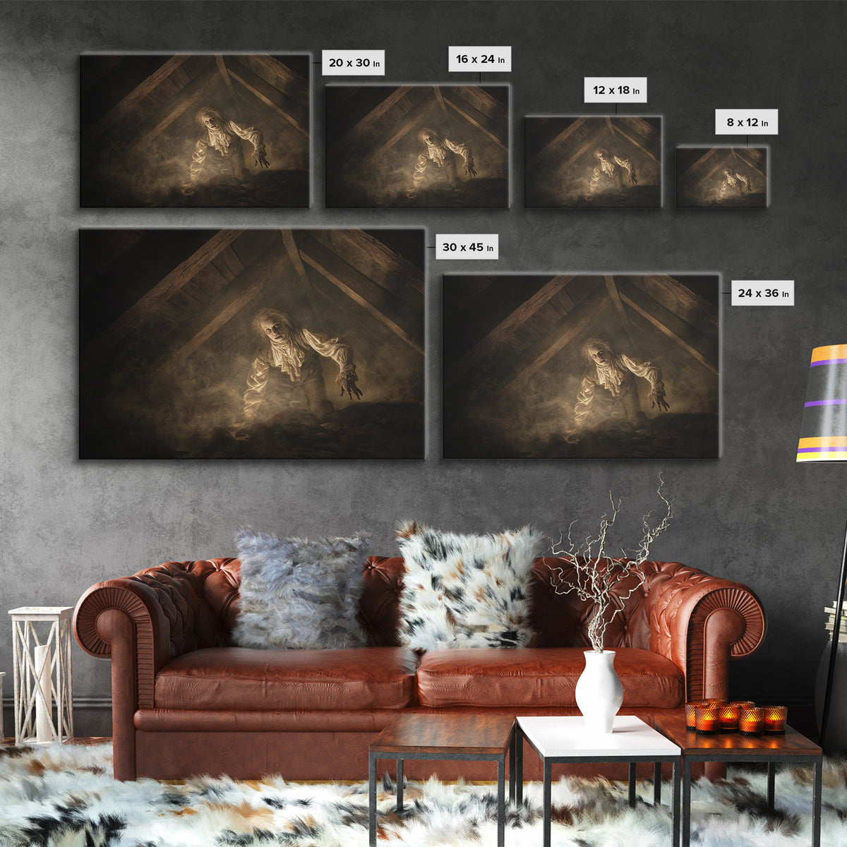 The Attic Whisperer, Gothic Nightmare Art, Landscape Wall Art, Gothic Horror Wall Art, Canvas Print, Halloween Wall Art