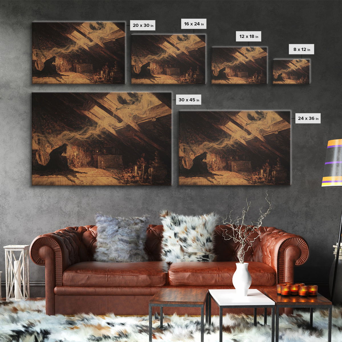The Attic Whisperer, Ornate Symbolist Art, Landscape Wall Art, Dark Fantasy Wall Art, Canvas Print, Halloween Wall Art